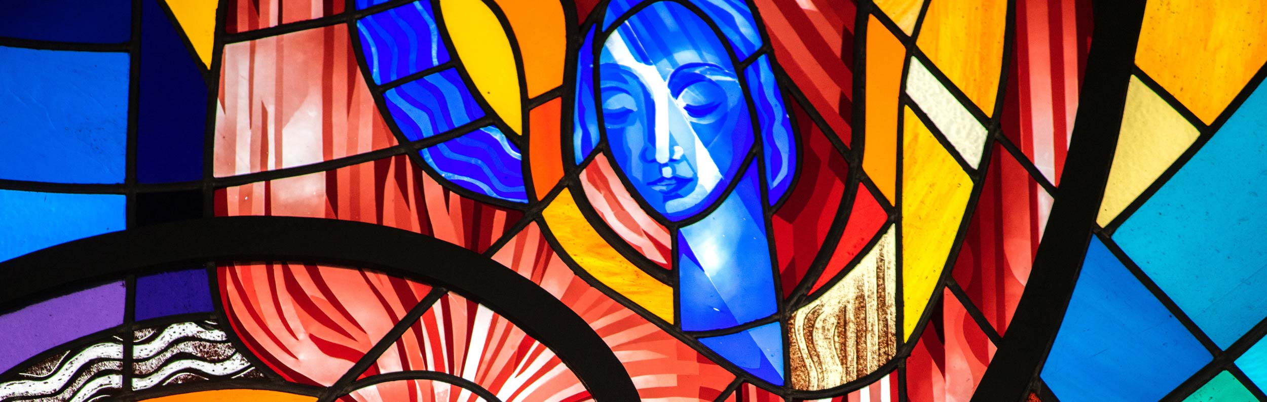 image of stain glass blue woman
